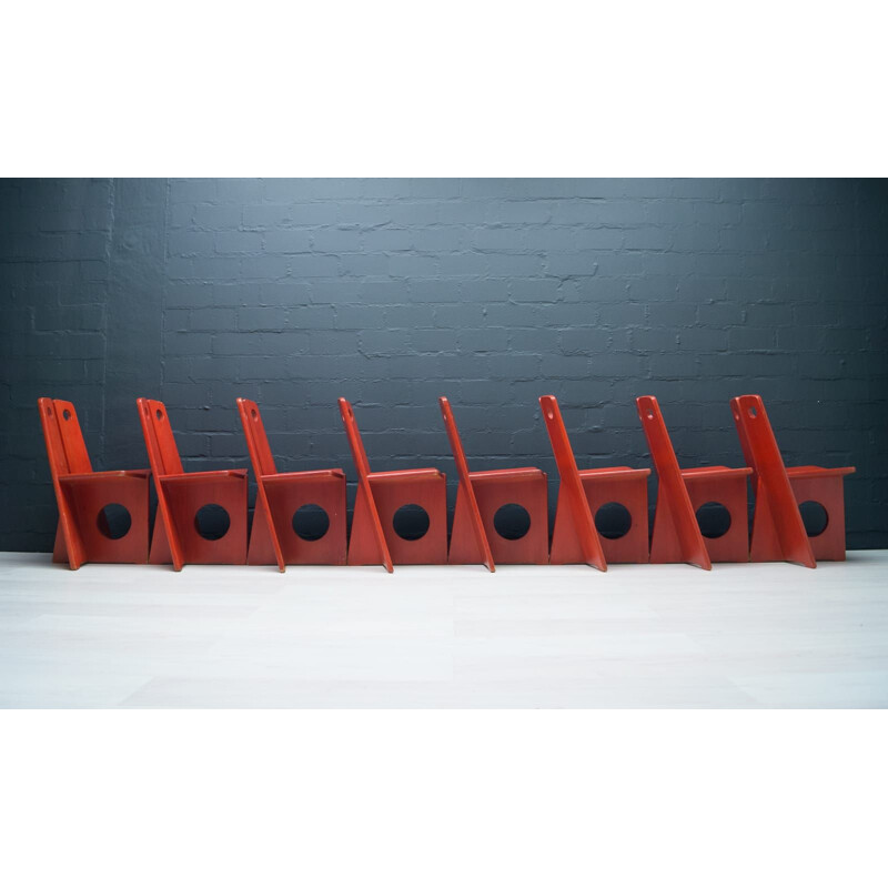 Set van 8 vintage Zweedse grenen stoelen van Gilbert Marklund voor Furusnickarn Ab, 1970