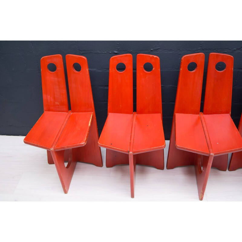 Ensemble de 8 chaises suédoises vintage en pin par Gilbert Marklund pour Furusnickarn Ab, 1970