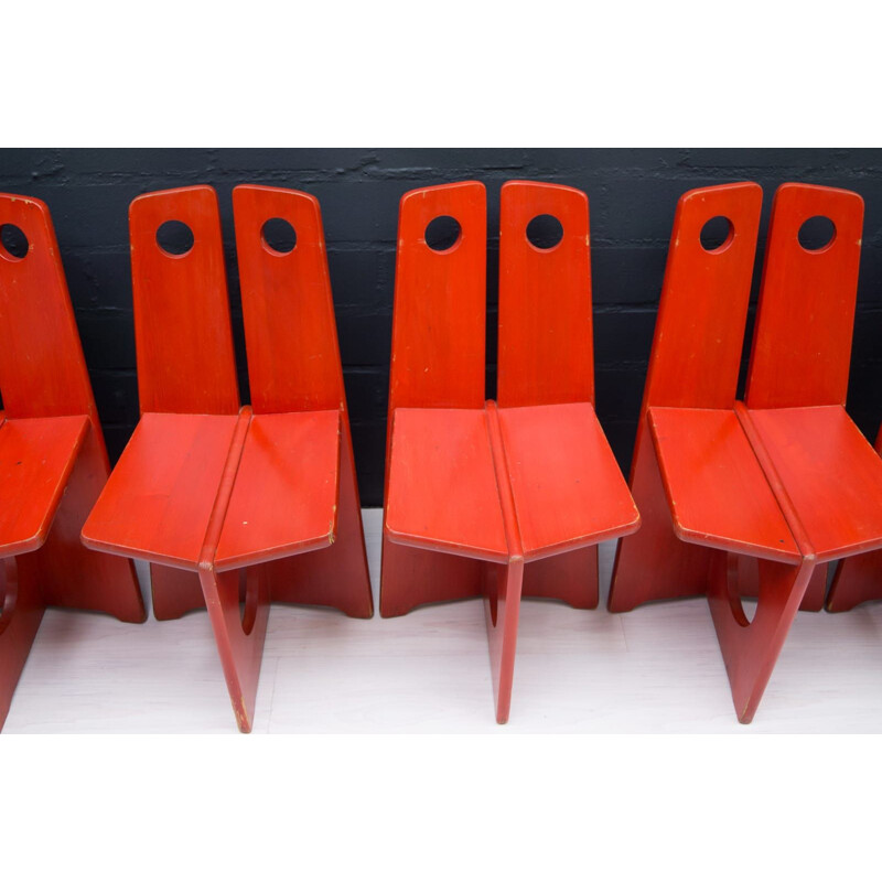 Ensemble de 8 chaises suédoises vintage en pin par Gilbert Marklund pour Furusnickarn Ab, 1970