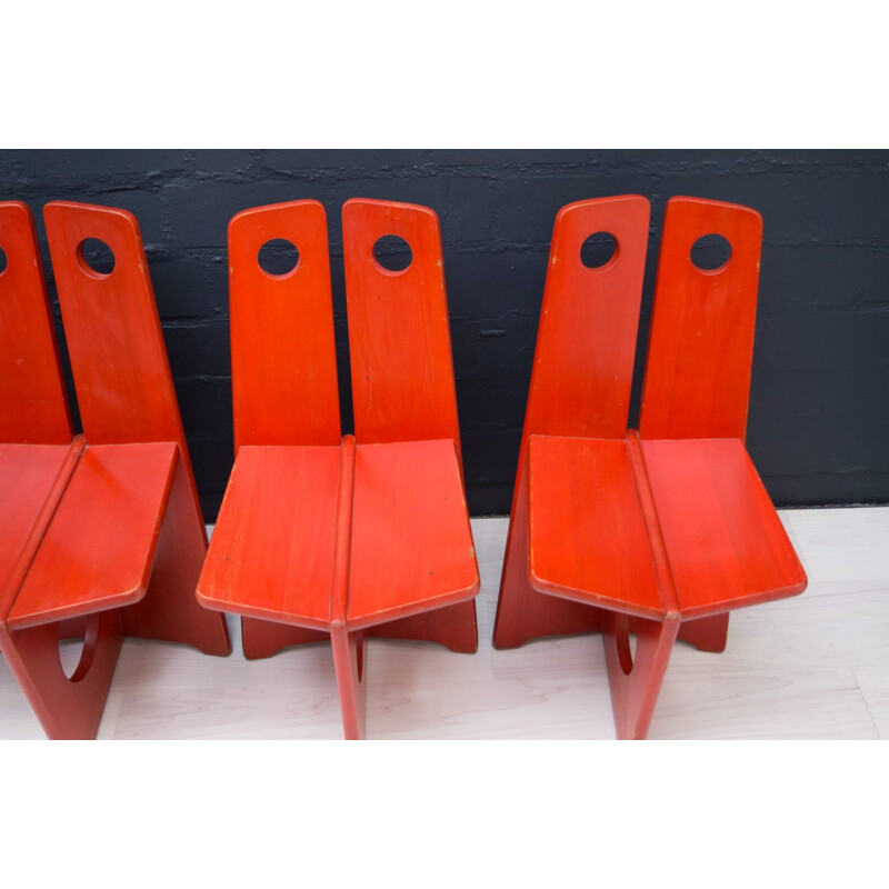 Ensemble de 8 chaises suédoises vintage en pin par Gilbert Marklund pour Furusnickarn Ab, 1970