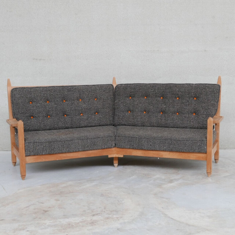 Französisches Vintage-Ecksofa aus Eiche von Guillerme und Chambron, Frankreich 1960