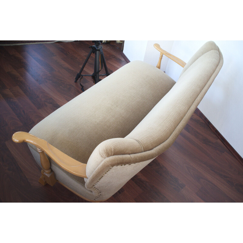 Ttwo seater vintage sofa with new upholstery in beige, 1950s