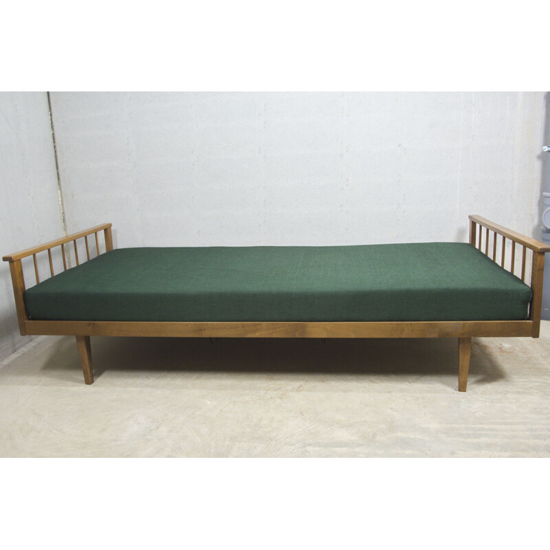 Mid century walnut daybed with green reclining surface, 1960s