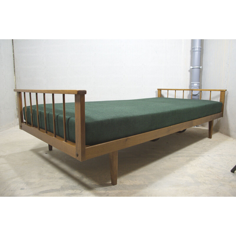 Mid century walnut daybed with green reclining surface, 1960s