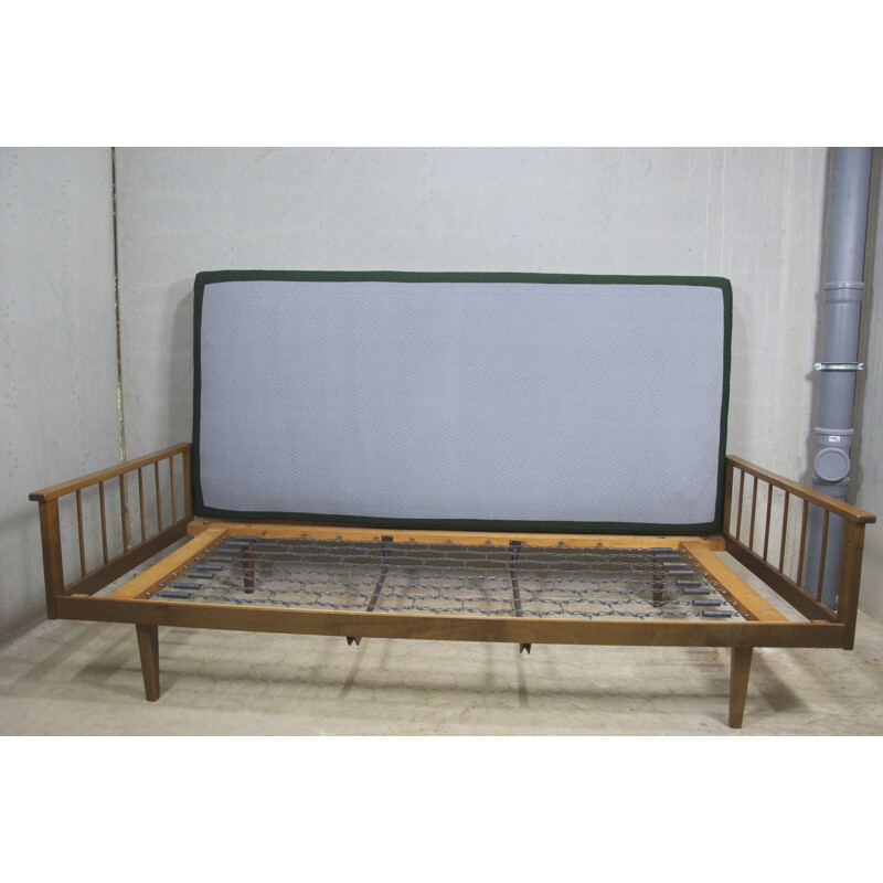 Mid century walnut daybed with green reclining surface, 1960s