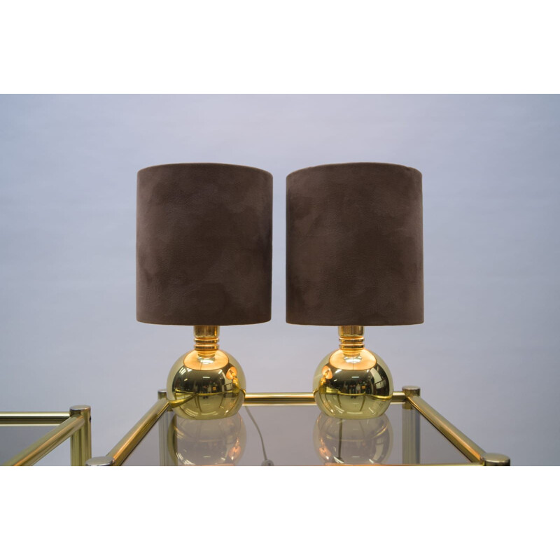 Pair of vintage brass table lamp, 1960s