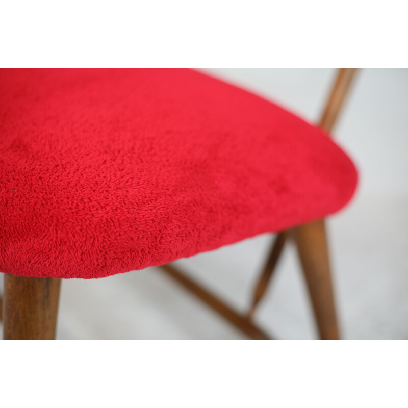 Vintage TeVe red velvet armchair by Alf Svensson for Ljungs Industrier, Sweden 1953