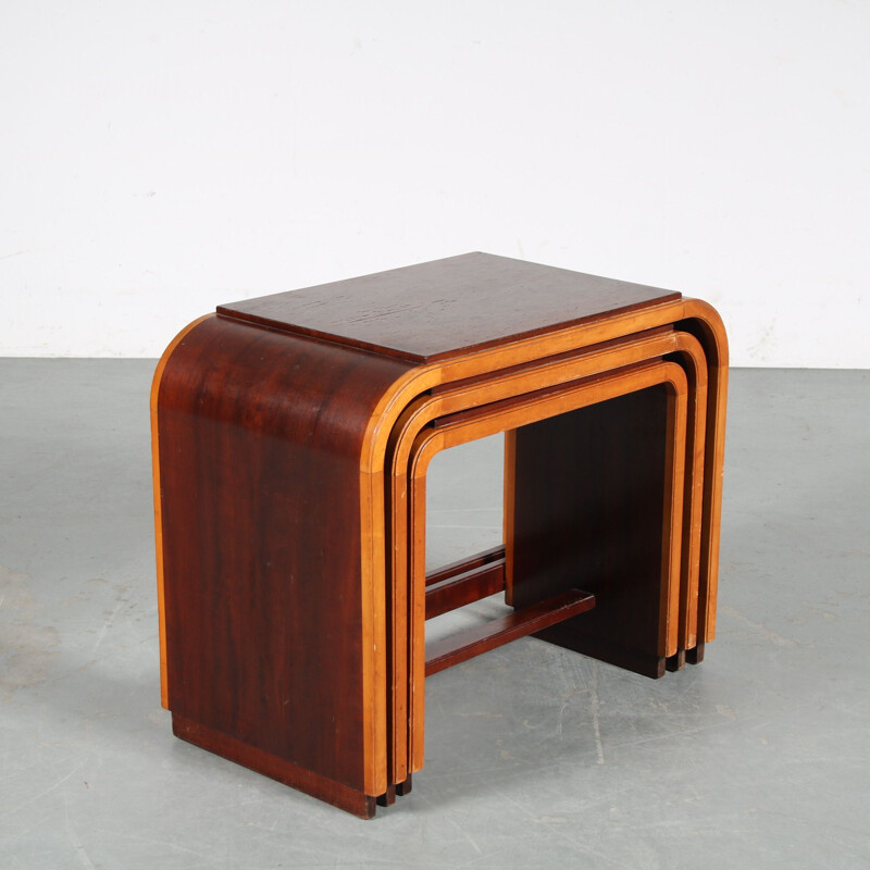 Vintage two-toned nesting tables, Netherlands 1930s