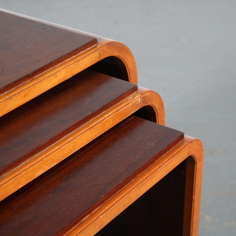 Vintage two-toned nesting tables, Netherlands 1930s