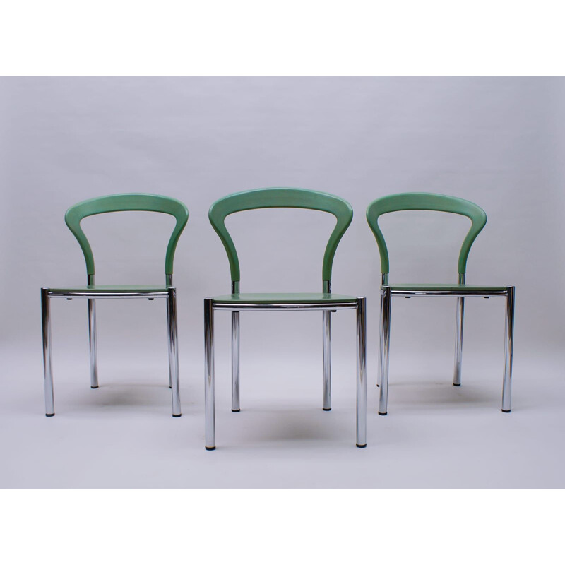 Set van 3 vintage mintgroene stoelen van Kusch Co, 1990