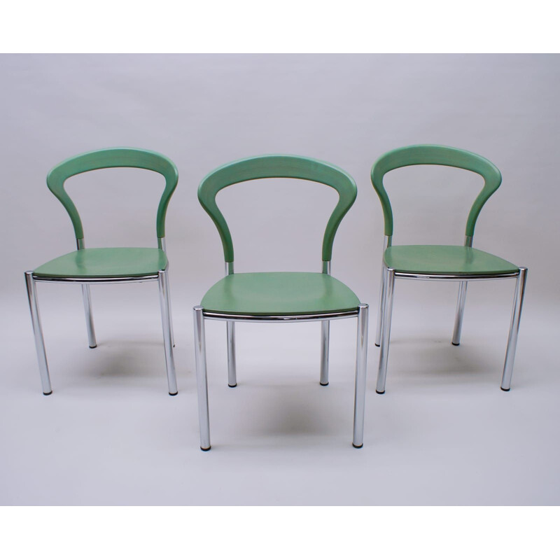 Set of 3 vintage mint green dining chairs by Kusch + Co, 1990s