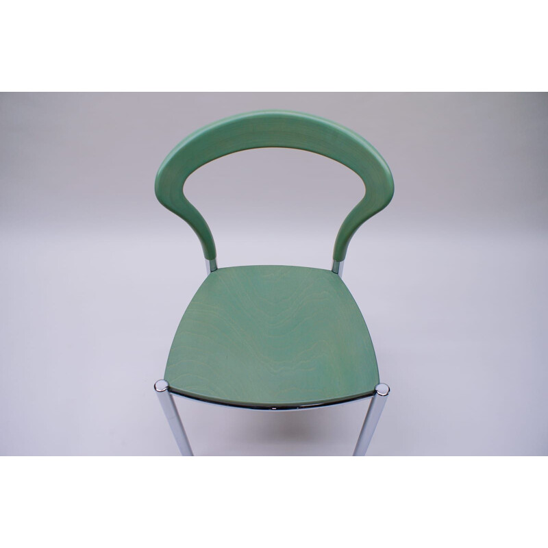 Ensemble de 3 chaises vintage vert menthe de Kusch + Co, 1990
