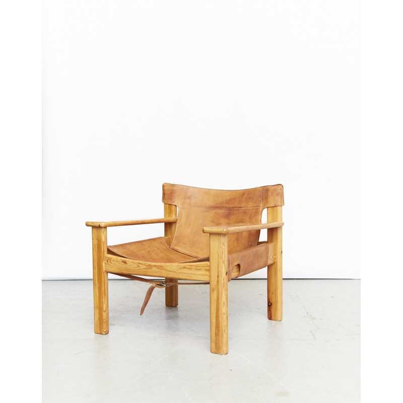 Vintage Natura pine and leather armchair by Karin Mobring for Ikea, 1970