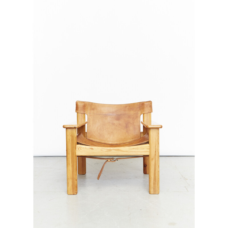 Vintage Natura pine and leather armchair by Karin Mobring for Ikea, 1970