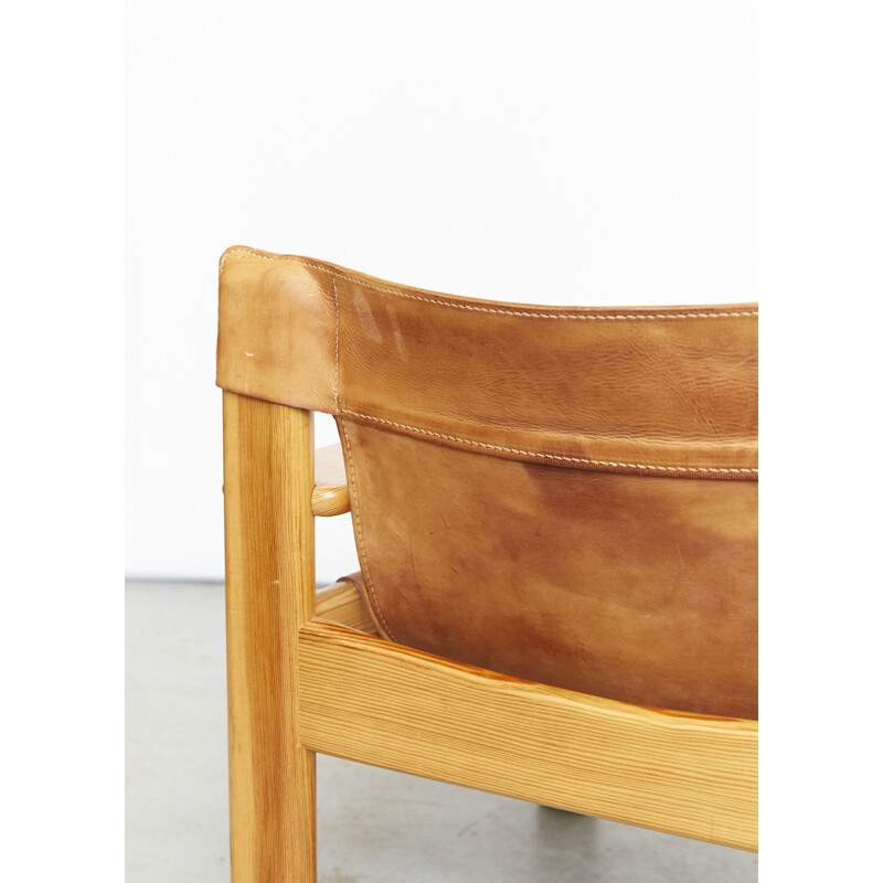 Natura vintage fauteuil in grenen en leer van Karin Mobring voor Ikea, 1970
