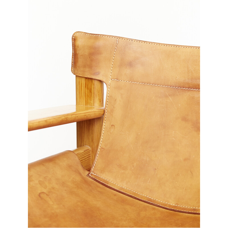 Vintage Natura pine and leather armchair by Karin Mobring for Ikea, 1970