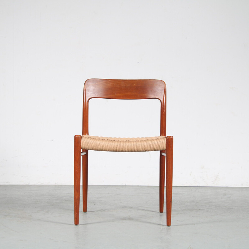 Set of 6 vintage teak dining chairs by Moller, Denmark 1950s