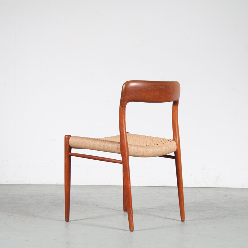 Set of 6 vintage teak dining chairs by Moller, Denmark 1950s