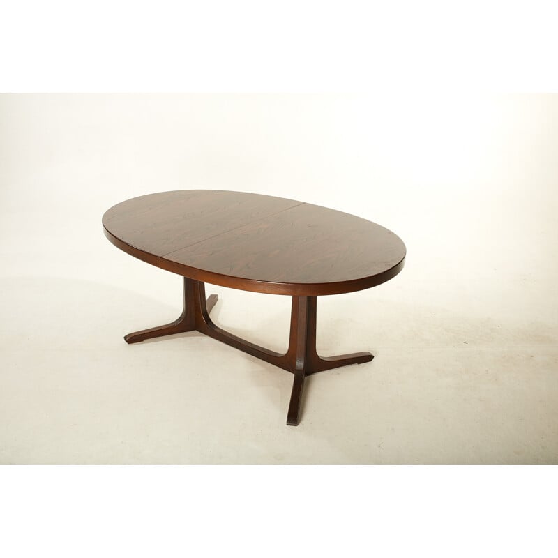 Baumann vintage oval table with 2 elmwood extensions, 1960-1970