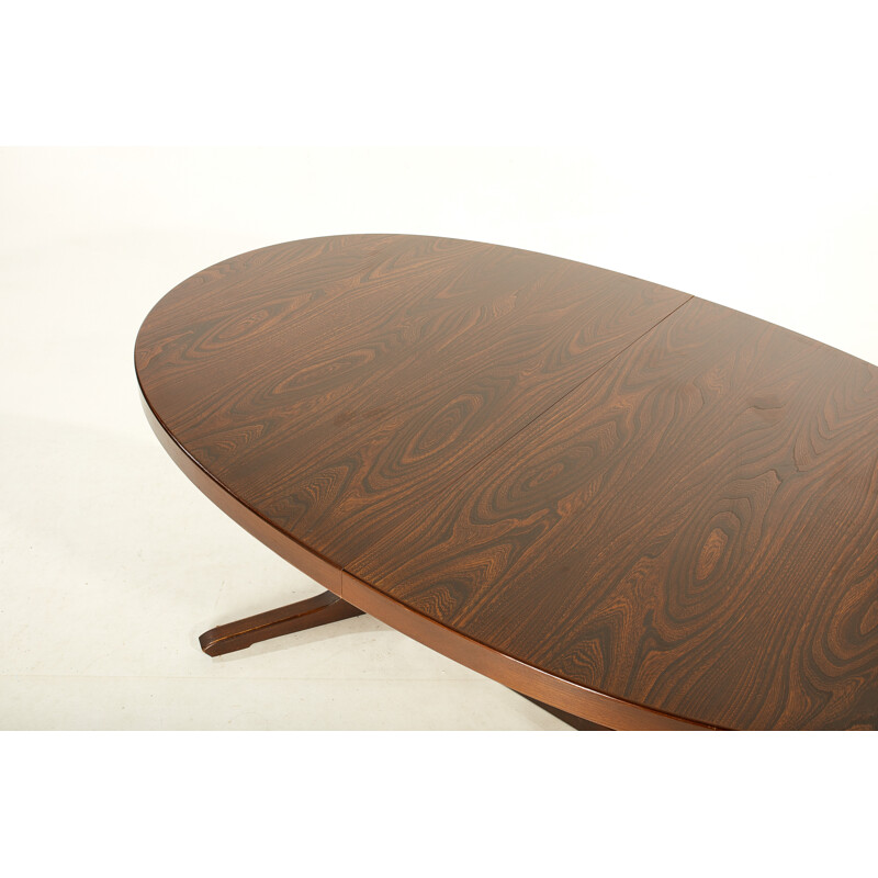 Baumann vintage oval table with 2 elmwood extensions, 1960-1970