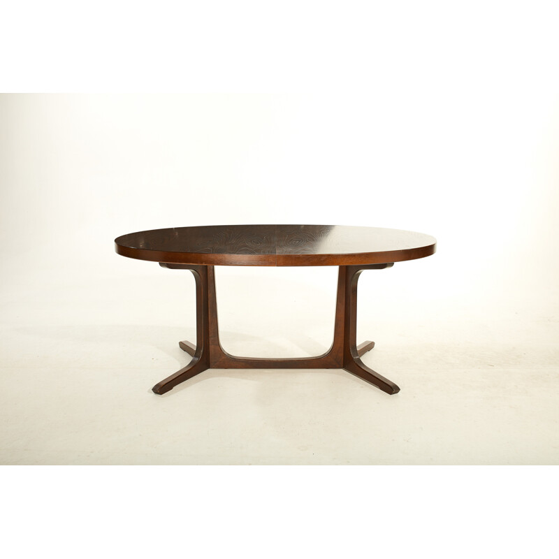 Baumann vintage oval table with 2 elmwood extensions, 1960-1970