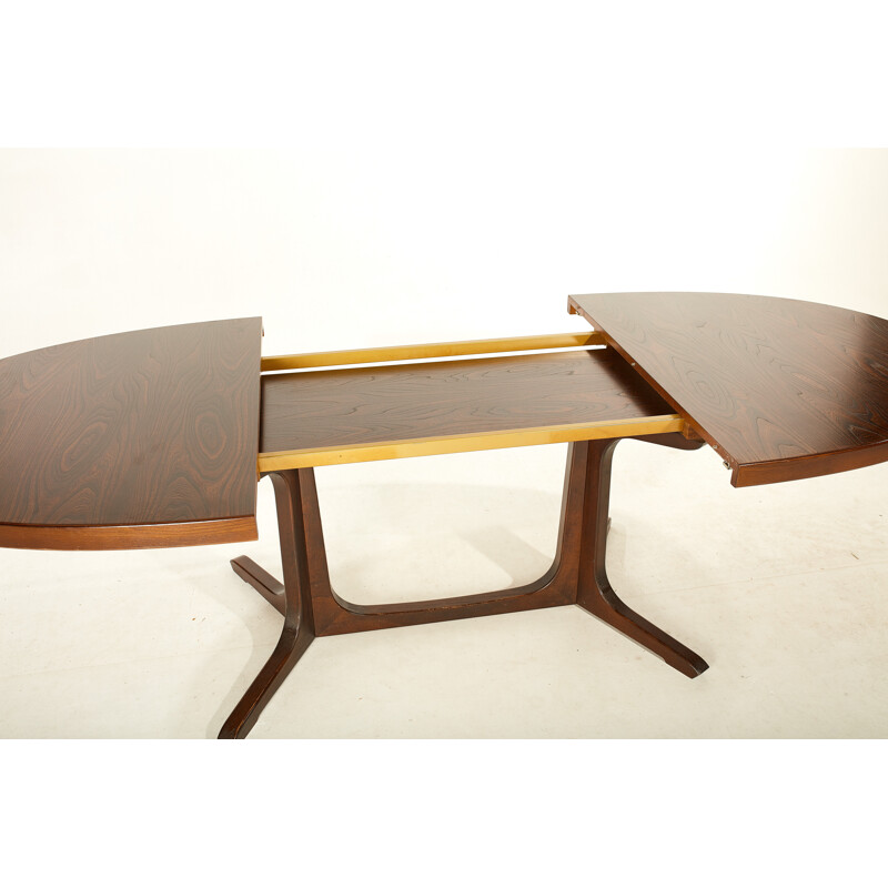 Baumann vintage oval table with 2 elmwood extensions, 1960-1970