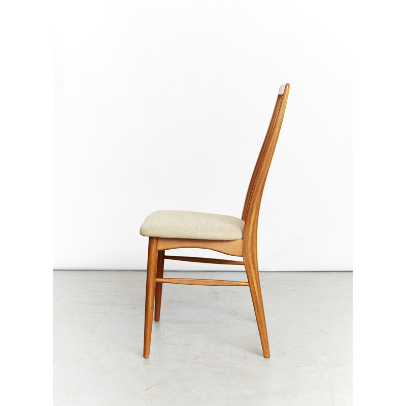 Danish vintage Eva teak and wool dining chair by Niels Koefoed for Hornslet Møbelfabrik