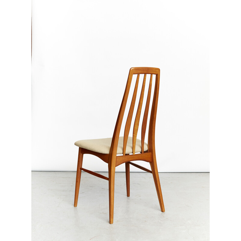 Danish vintage Eva teak and wool dining chair by Niels Koefoed for Hornslet Møbelfabrik