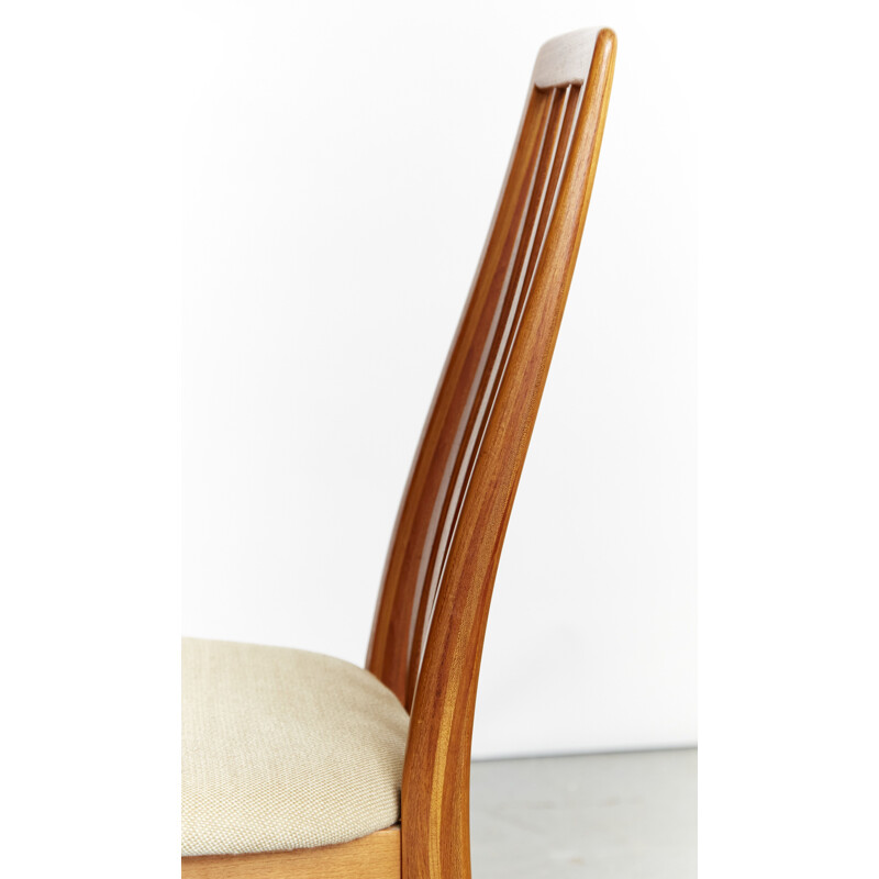 Danish vintage Eva teak and wool dining chair by Niels Koefoed for Hornslet Møbelfabrik