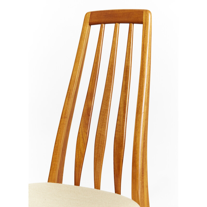 Danish vintage Eva teak and wool dining chair by Niels Koefoed for Hornslet Møbelfabrik