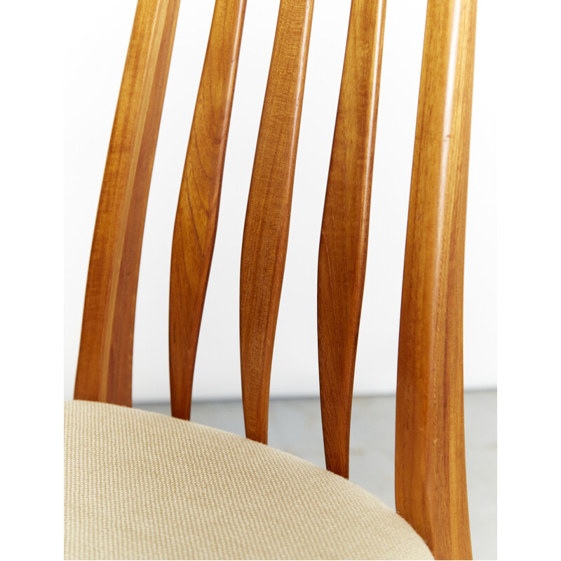 Danish vintage Eva teak and wool dining chair by Niels Koefoed for Hornslet Møbelfabrik