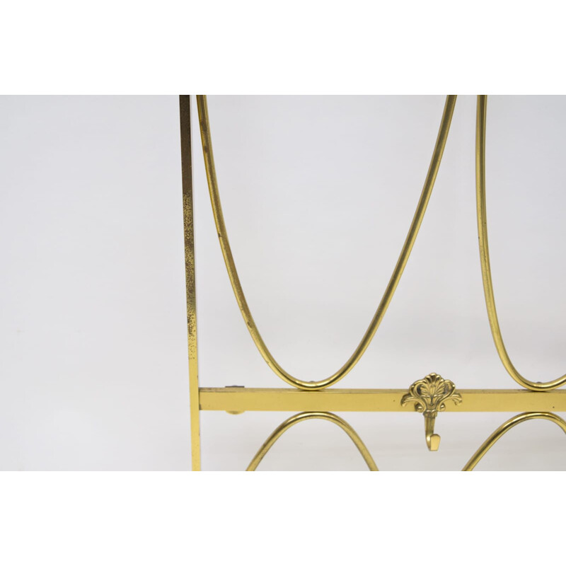 Vintage brass wall coat rack, 1960s