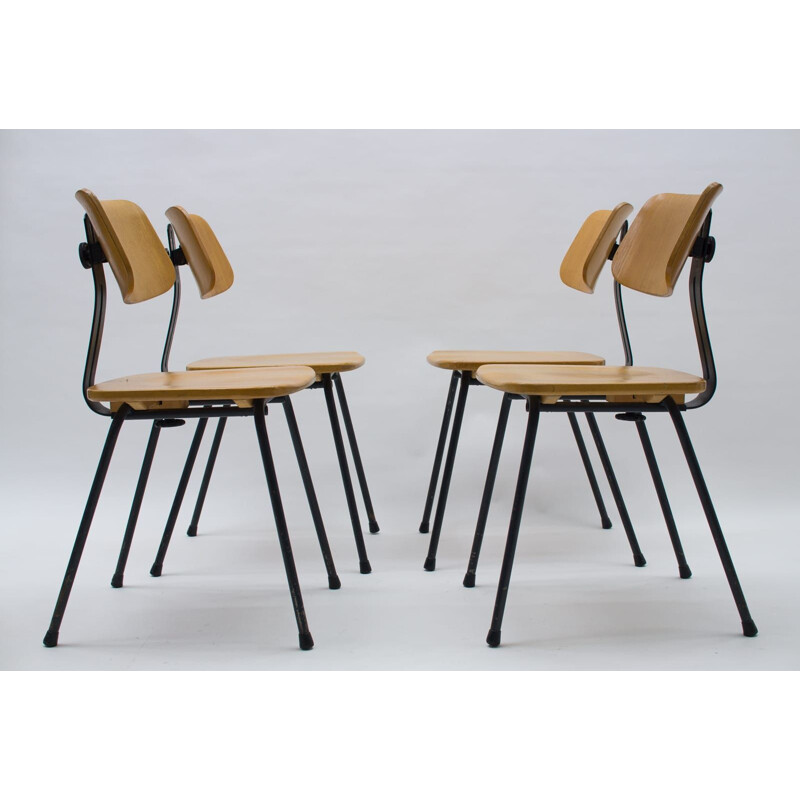 Ensemble de 4 chaises d'architecte Art Déco vintage par Ama Elastik, 1950