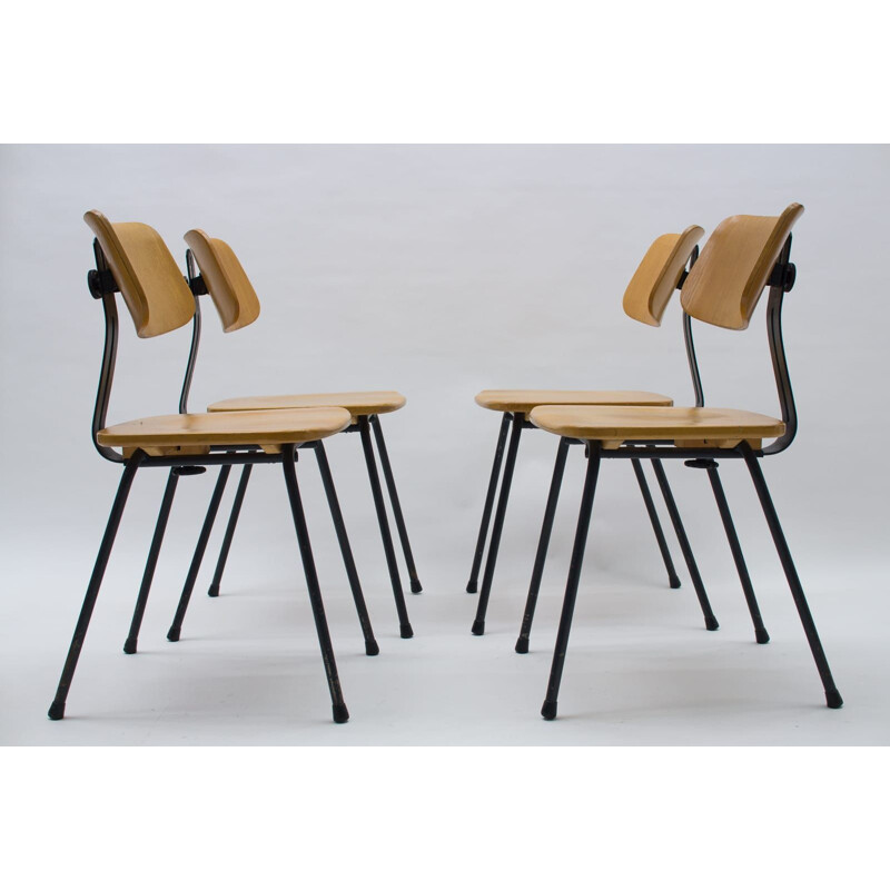 Set of 4 vintage Art Deco architect's chairs by Ama Elastik, 1950s