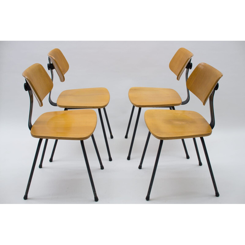 Set of 4 vintage Art Deco architect's chairs by Ama Elastik, 1950s