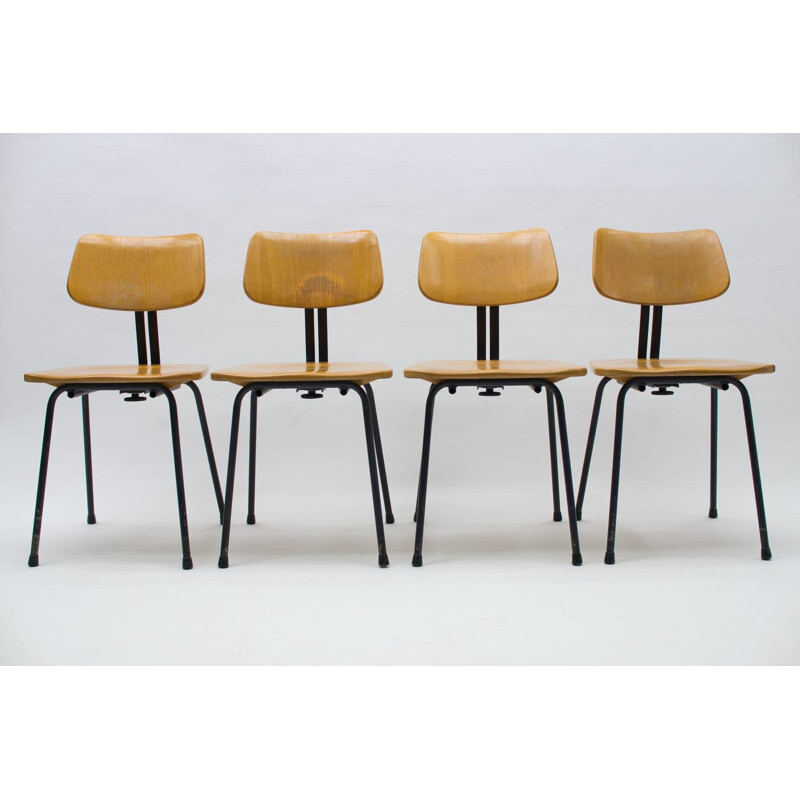 Set of 4 vintage Art Deco architect's chairs by Ama Elastik, 1950s