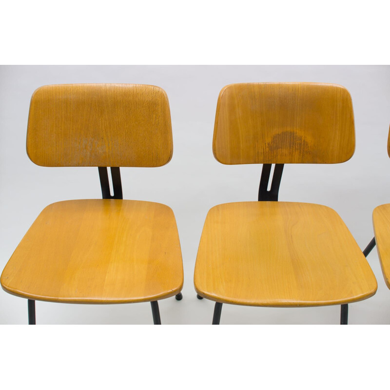 Set of 4 vintage Art Deco architect's chairs by Ama Elastik, 1950s