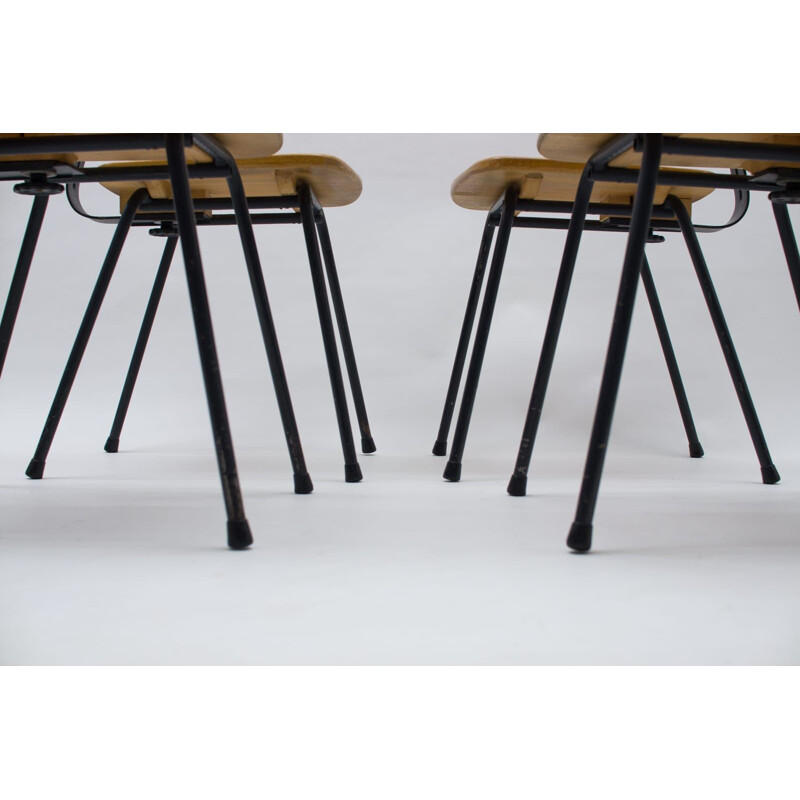 Set di 4 sedie da architetto Art Déco vintage di Ama Elastik, 1950