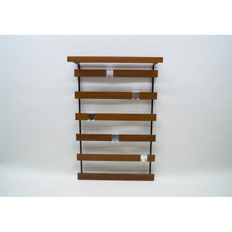 Vintage walnut wall coat rack, 1960s