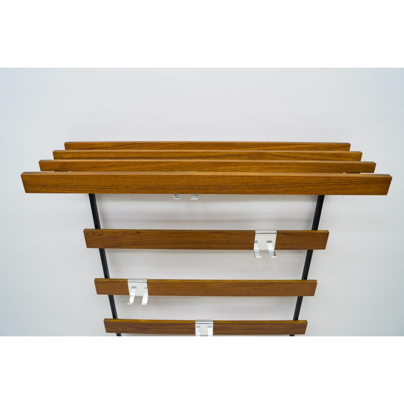 Vintage walnut wall coat rack, 1960s