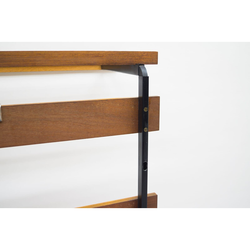 Vintage walnut wall coat rack, 1960s