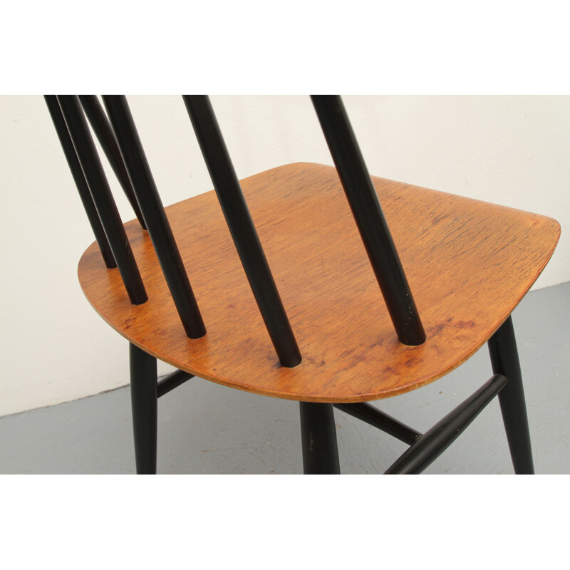 Set of 6 vintage chairs in plywood teak by Fanett Tapiovaara for Edsby