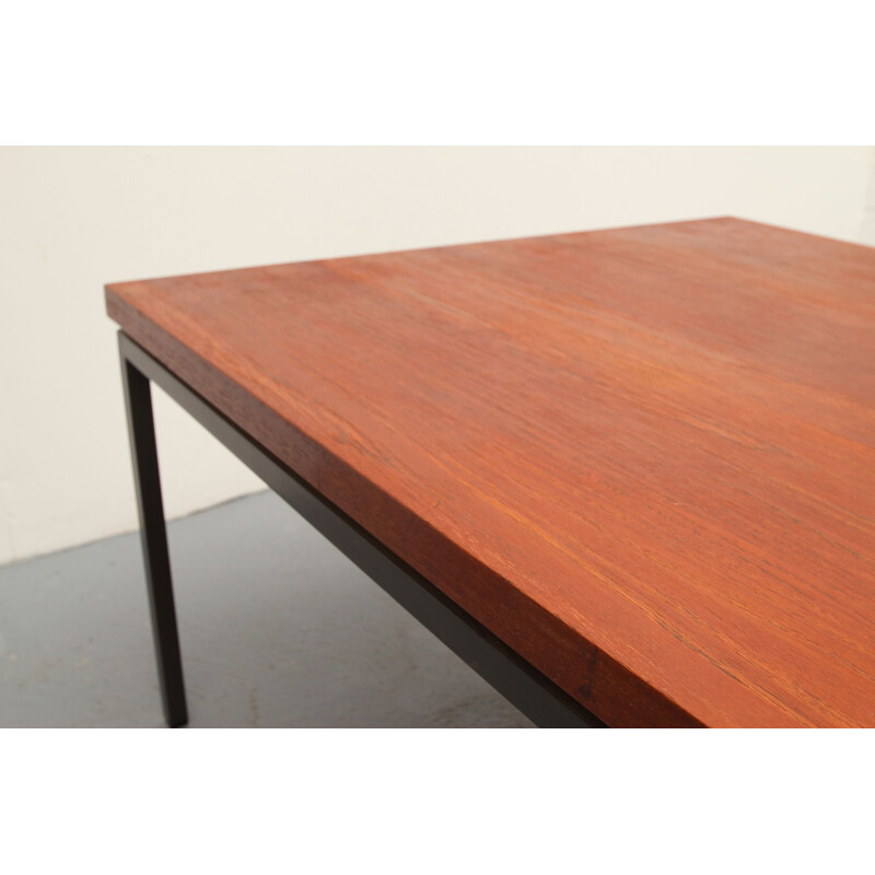 Vintage square coffee table in teak and metal, 1960s