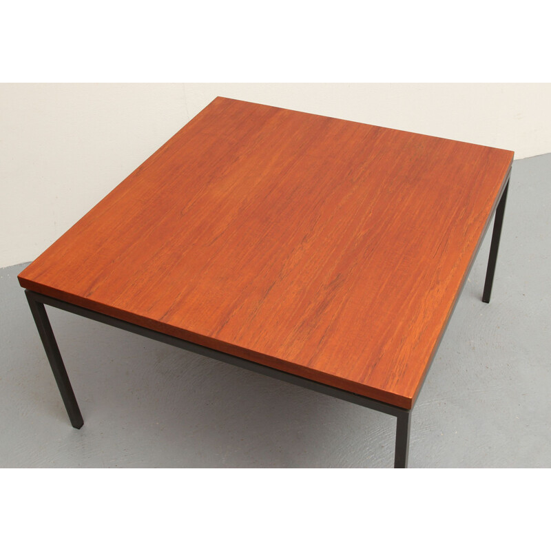 Vintage square coffee table in teak and metal, 1960s