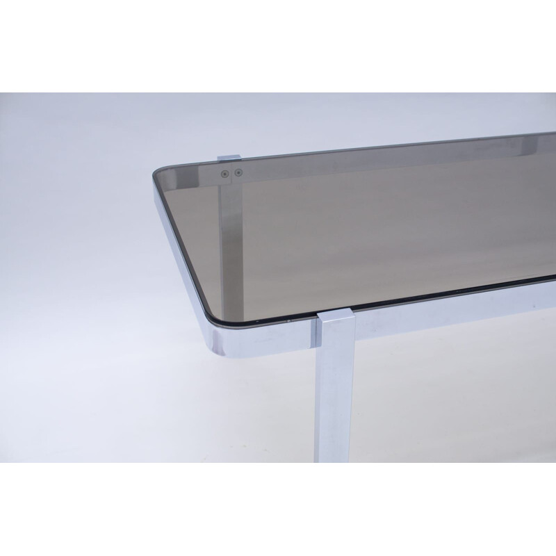 Vintage coffee table in chrome and smoked glass, 1970