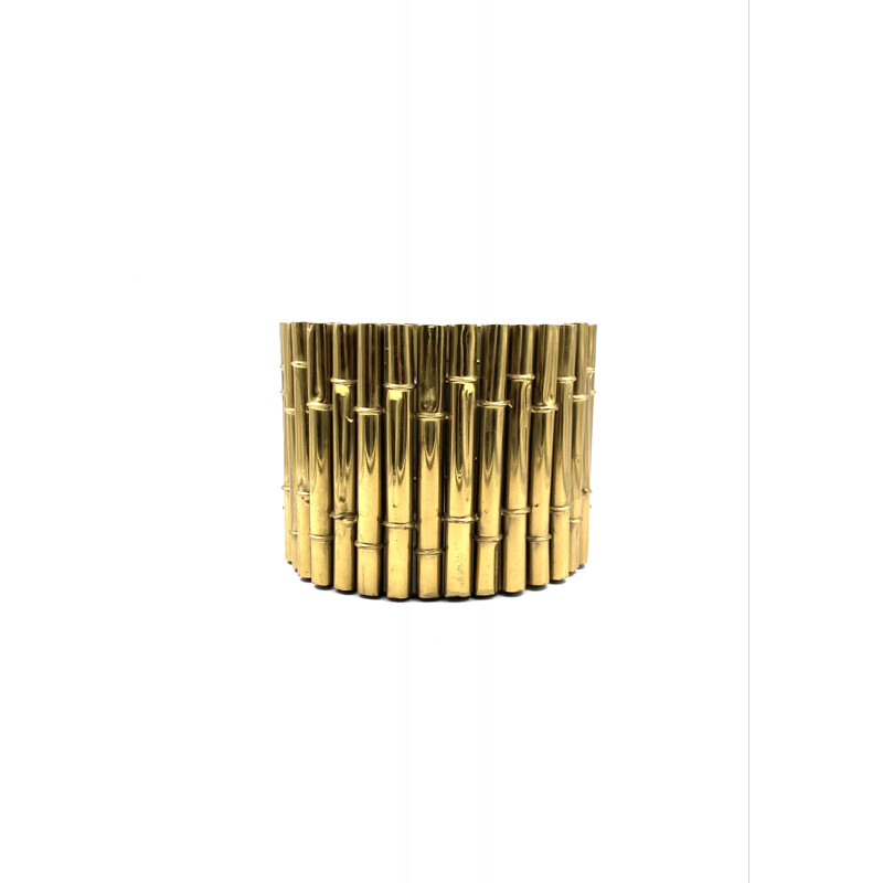 Vintage brass bamboo planter by Bottega Gadda, Italy 1970s