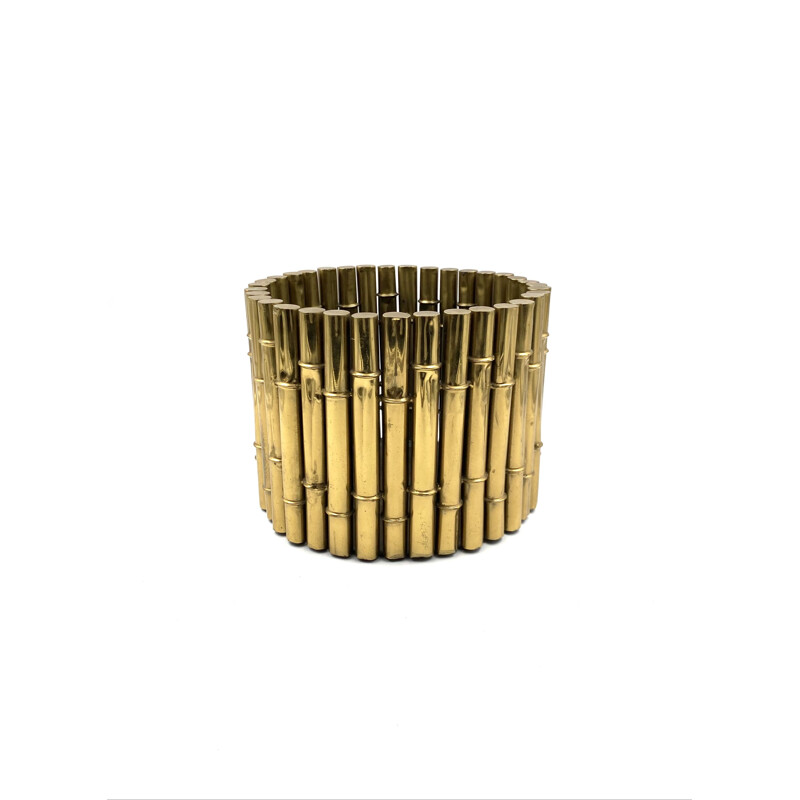 Vintage brass bamboo planter by Bottega Gadda, Italy 1970s