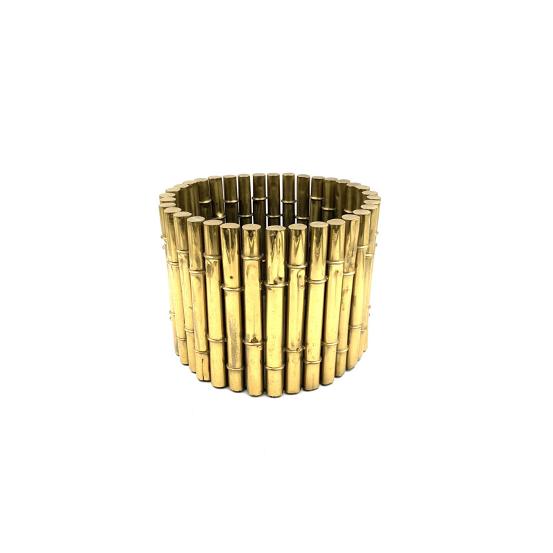 Vintage brass bamboo planter by Bottega Gadda, Italy 1970s