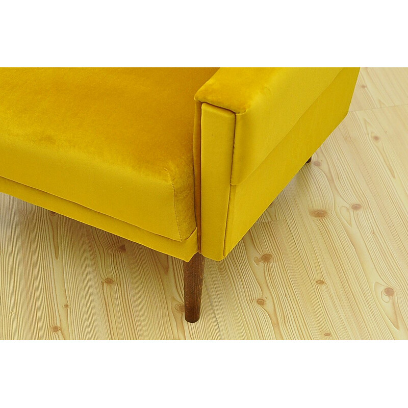 Mid-century yellow velvet armchair, 1960s