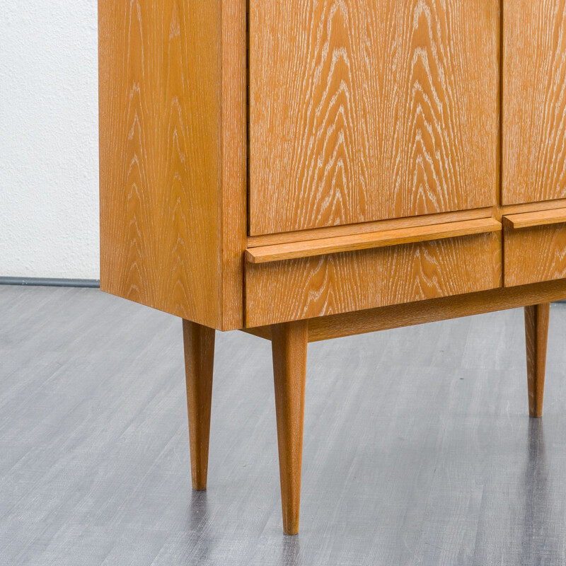 Mid century highboard in oakwood white-washed, 1950s